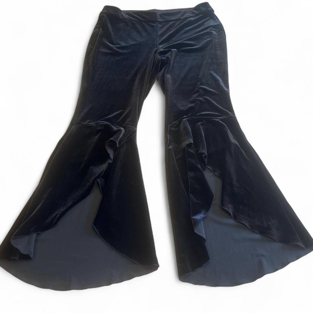 INC Velvet Split-Ruffle Tulip Hem Bootcut Leg Pant 14 Punk Boho Hippie Steampunk